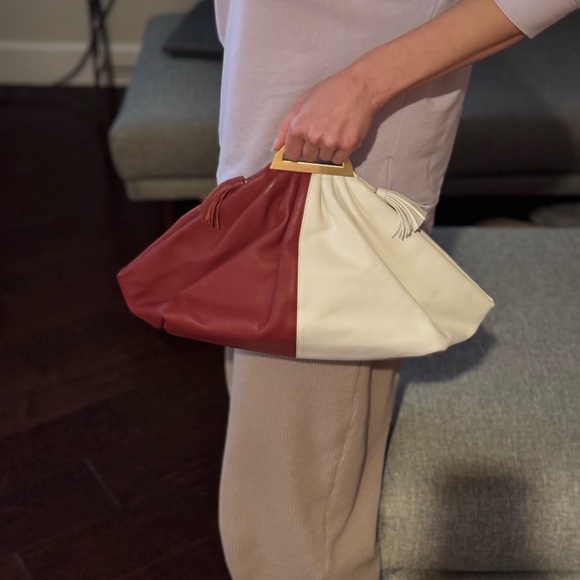 THE VOLON WINE/WHITE GABI HANDBAG - Picture 10 of 13